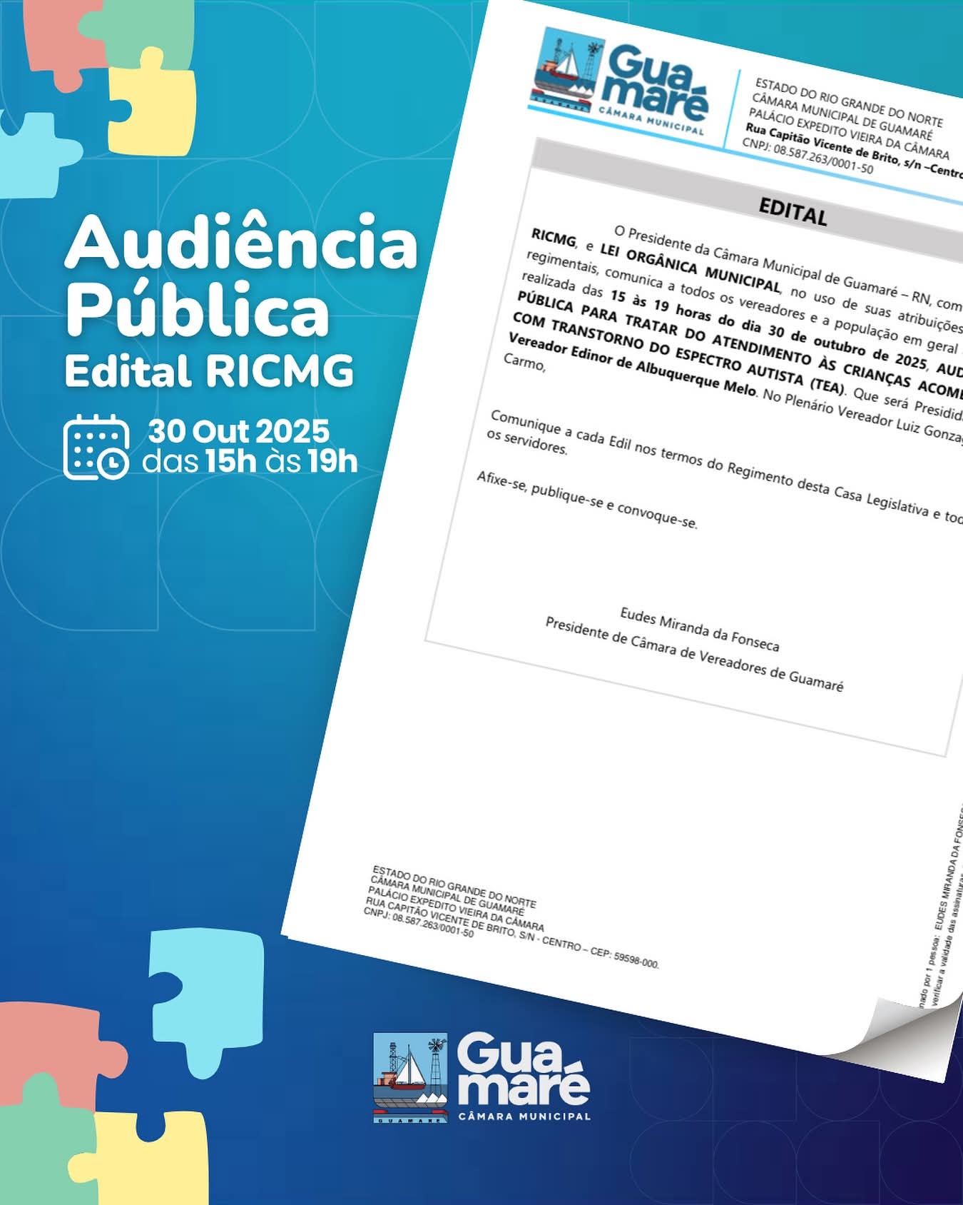 AUDIÊNCIA PÚBLICA – ATENDIMENTO ÀS CRIANÇAS COM TEA 💙