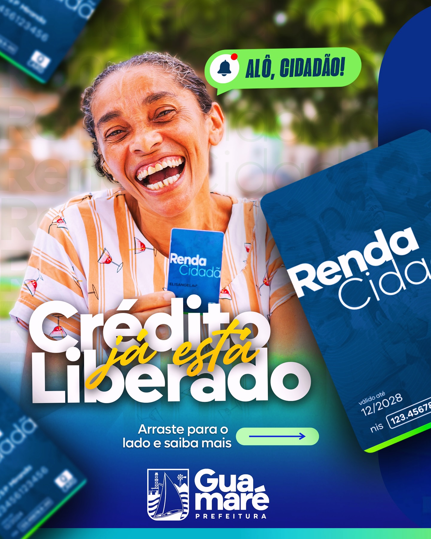 Alô, Cidadão! O crédito do cartão Renda Cidadã do mês de abril já está liberado para compra no comércio local!